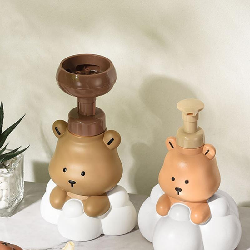 Cartoon Bear Shape Foam Soap Dispenser Foam Dispenser for Bathroom Refillable Hand Sanitizers and Shampoo Pump Bottle
