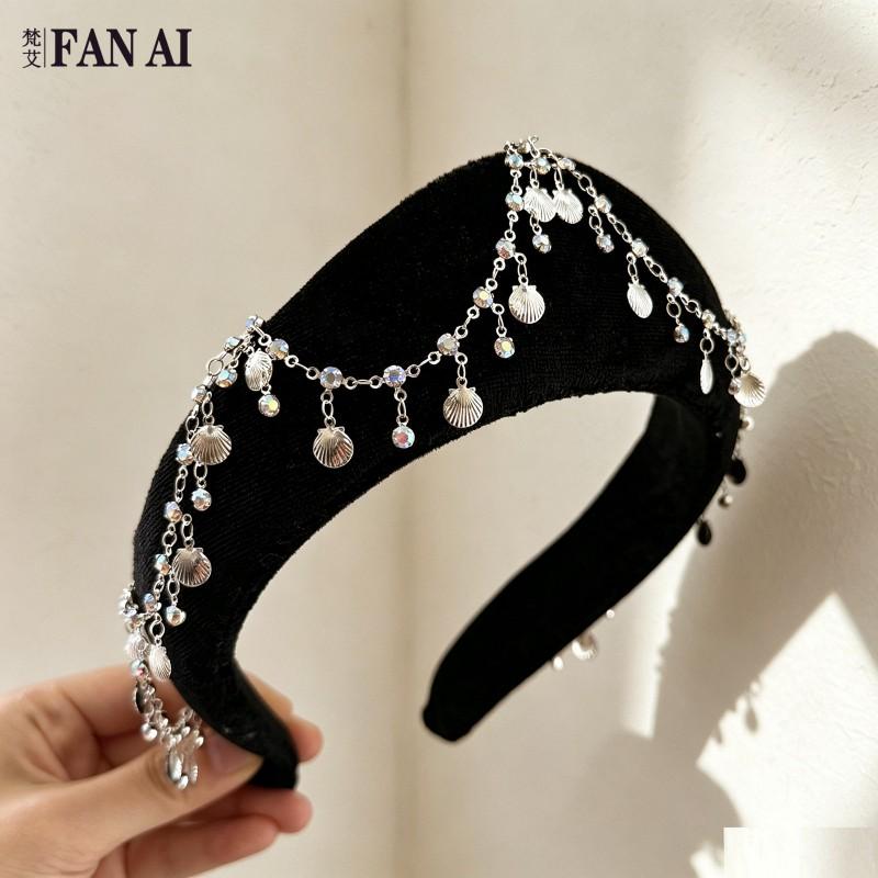 Vintage Velvet Red Rhinestone Wide Headband Crown Hair Accessory Halloween Gothic Bride Costume