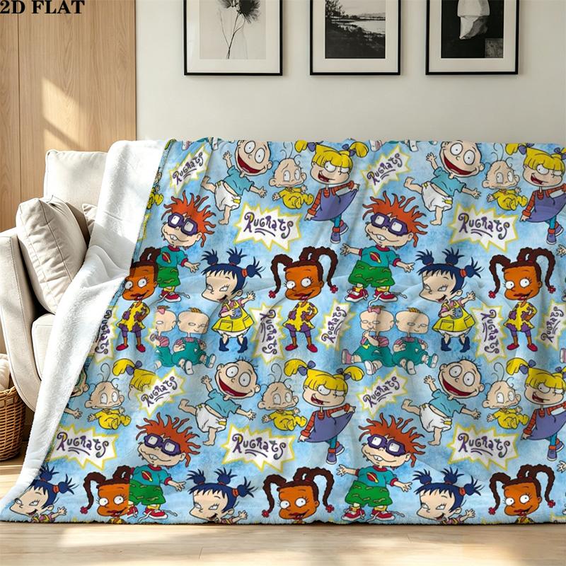 Rugrats Cartoon Print Flannel Blanket High Quality Warm Comfortable Cover for All Seasons Perfect for Gifts Home Decor