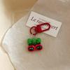 Cute Christmas Resin Keychain Bag Pendant Cartoon Apple Cat Backpack Charms Keyring Bag Accessories Holiday Party Key Chain Gift