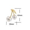 2026 French Romantic Cherry Pearl Stud Earrings - Elegant Gold Plated Heart Pearl Drop Earrings for Women Sweet Jewelry