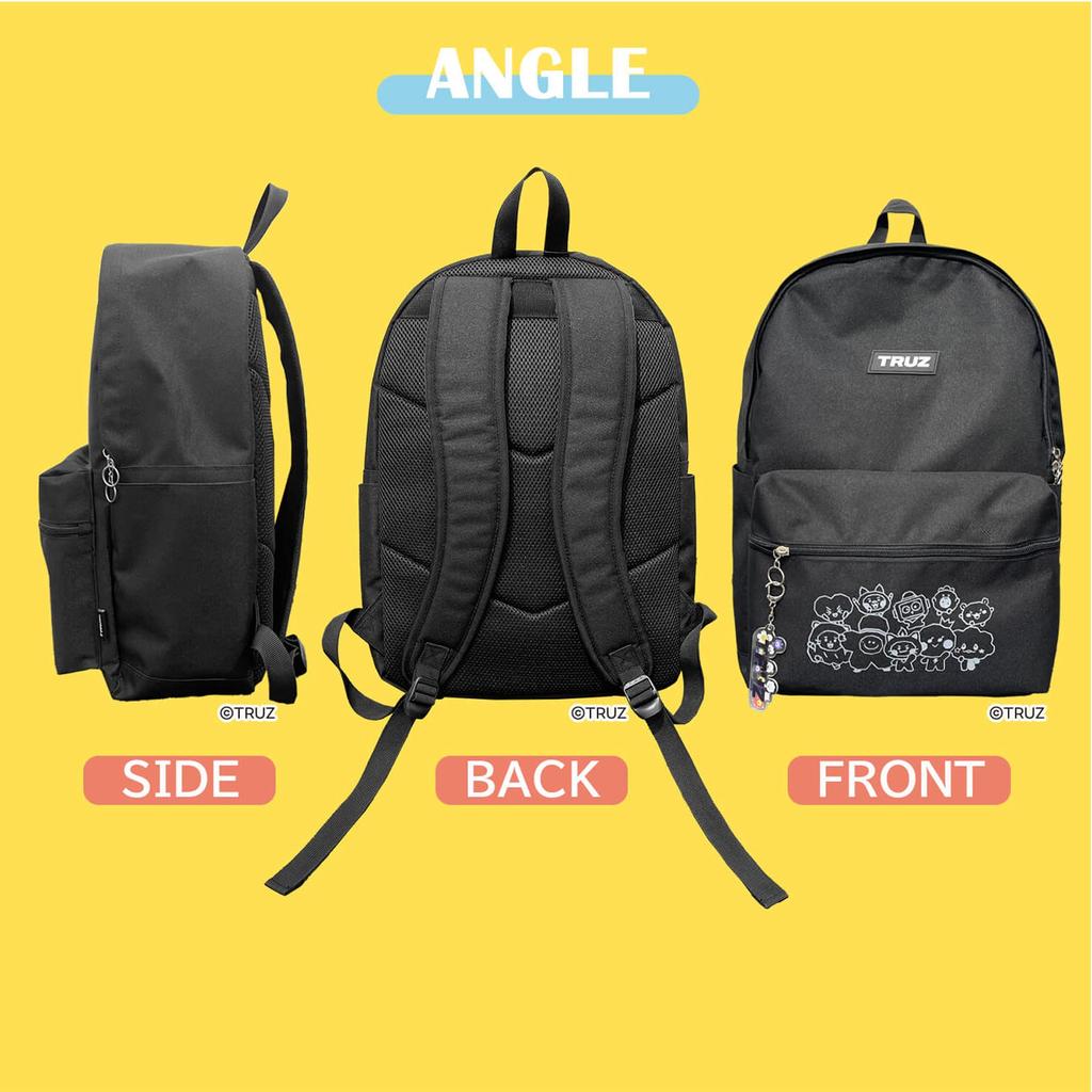 Rucksack TRUZ Charakter Logo Gummi Patch mit Acryl Charm A4 Aufbewahrungsrucksack Daypack Lila gratis [ÜBER] tza-2901