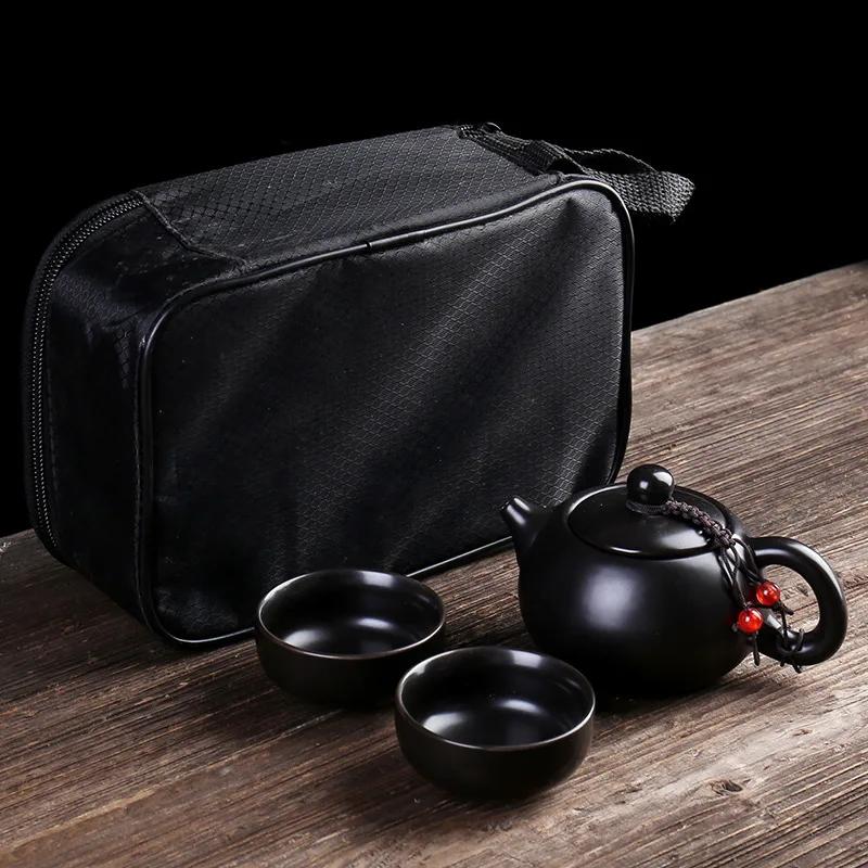 

Portable Ceramic Teaware Set Chinese Kung Fu Set Pot Traveller with Bag Gaiwan Cups of Ceremony