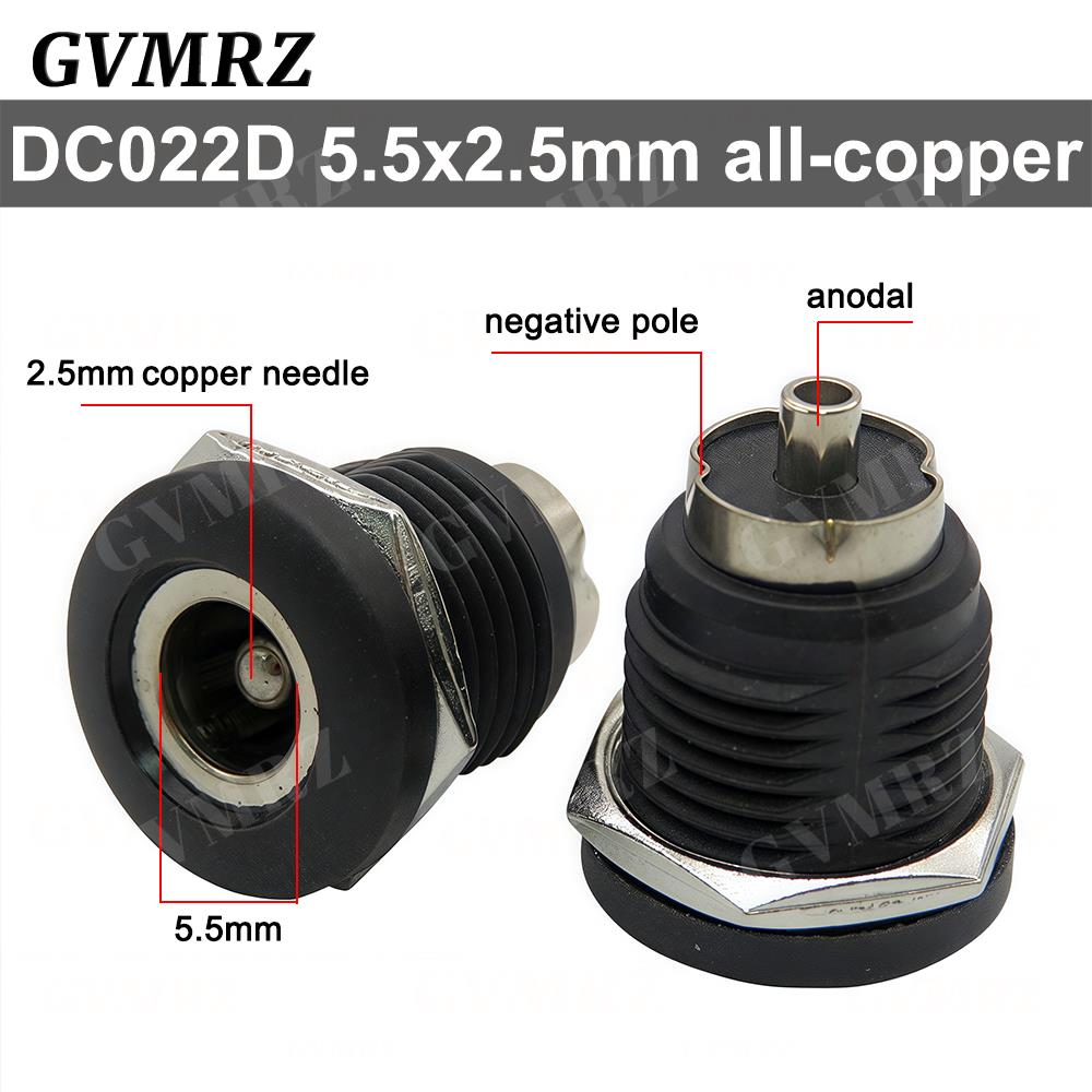 

5PCS/lot DC-022D 5.5*2.1/2.5mm DC Power Plug Socket Connector With Nut Panel Mounting Jack Adaptor DC-022 5.5 x 2.1 2.5mm DC022