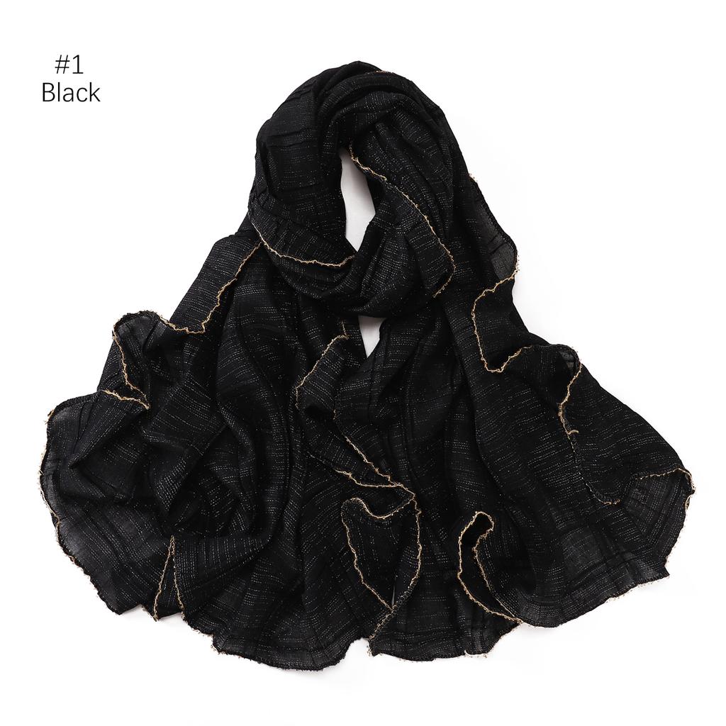 Good Quality Luxury Silver Thread Crepe Plaid Shawl Scarf Polyester Gilt Shiny Headscarf Head Covering Women Hijab