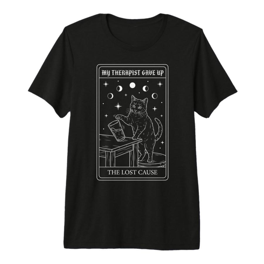 

My Therapist Gave Up Funny Tarot Card Cat T-shirt For Men Women 100% Cotton T Shirts Short Sleeve Tops 0130-1 - Men s Summer ... S разноцветный