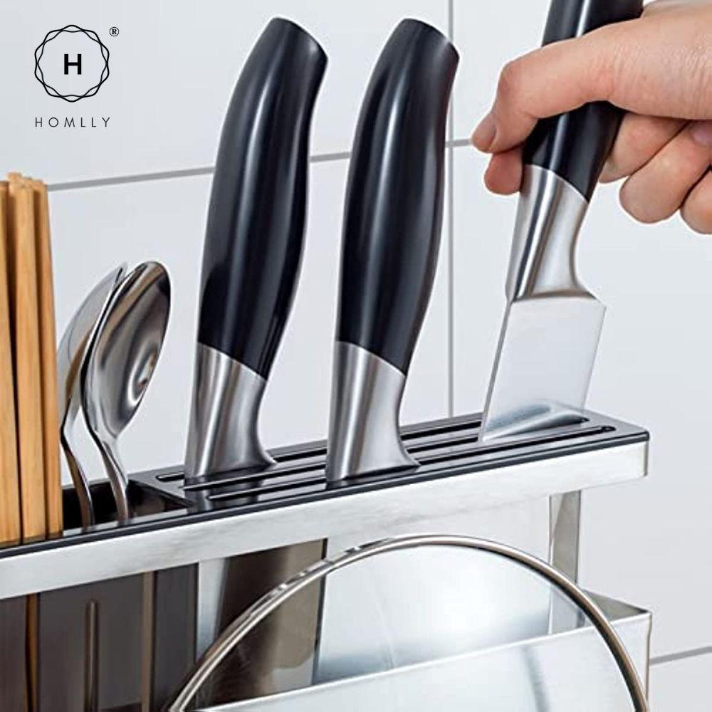 Homlly 4 in 1 kitchen Countertop Knife Block Cutlery Board Lid Organizer Rack