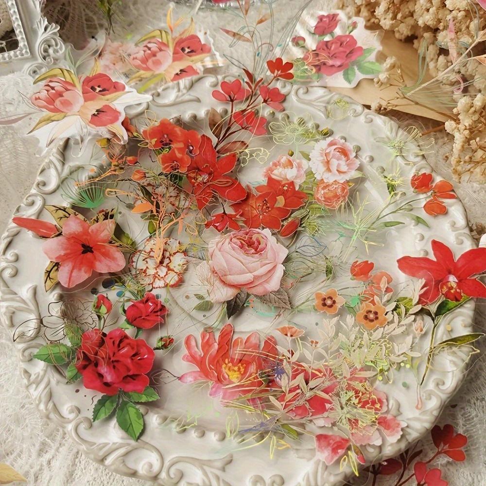 40pcs/set Vintage Gilding Green Leaf Flower Notebook Decorative Stickers Decorative Stickers For Scrapbooking Label Diary
