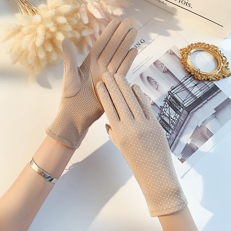 Thin Gloves Women's Sunscreen Summer Elastic Short Pure Cotton