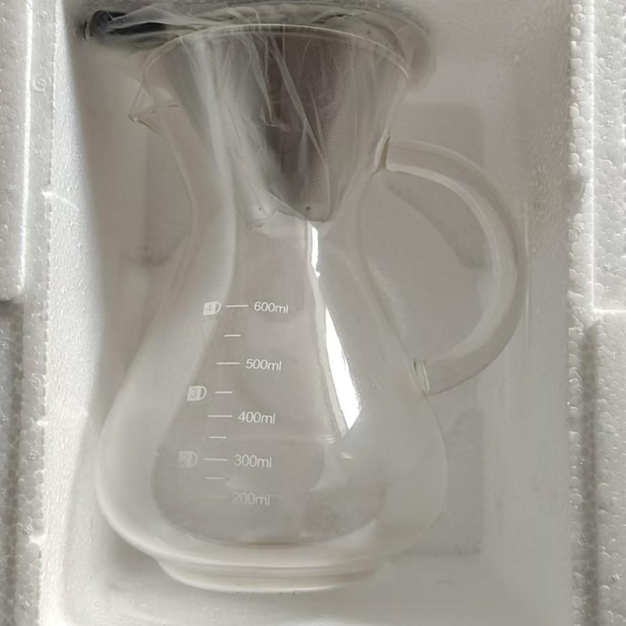 Thick Glass Hand-Pour Coffee Drip Pot & Cold Brew Sharing Cup