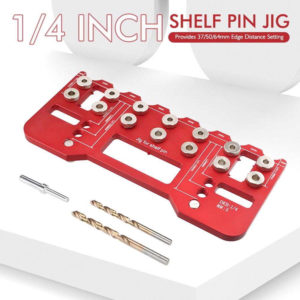 Pocket Hole Jig Kit Adjustable Handle Pitch Punch Hole Locator Straight Hole Drilling Template for Carpentry Installation Hinge