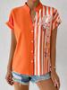 Damen Sommer Color Block Floral Knopf Strickjacke Hemd
