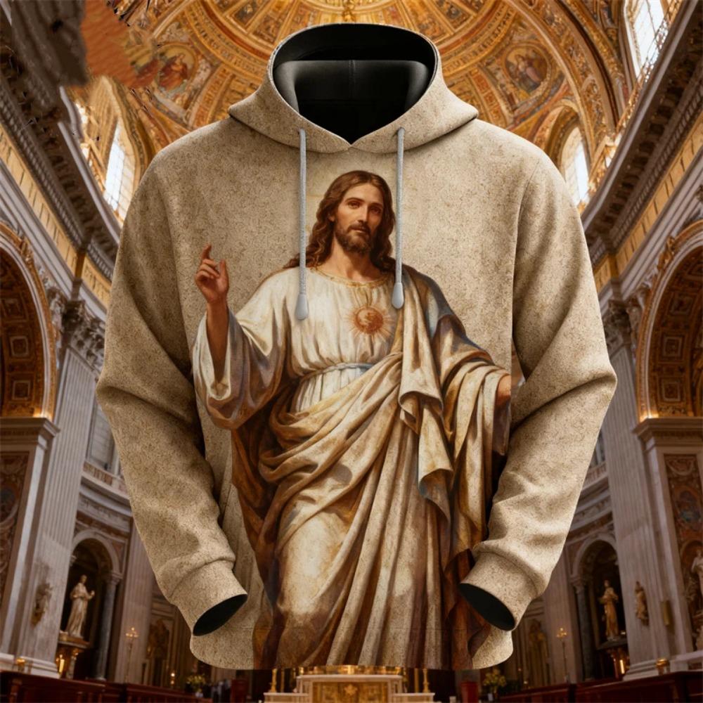 Autumn Fashion Men Women's Hoodies Jesus Graphic Print Pullover Casual Sweatshirt Kids Hoodies Top Clothing