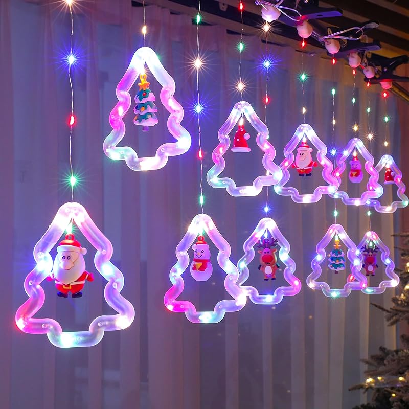 Christmas Lights, 10 Tree Lights 120 LED Christmas Decorations Indoor, Battery Operated Christmas Window Lights 9.84 ft Waterproof String Light (Warm