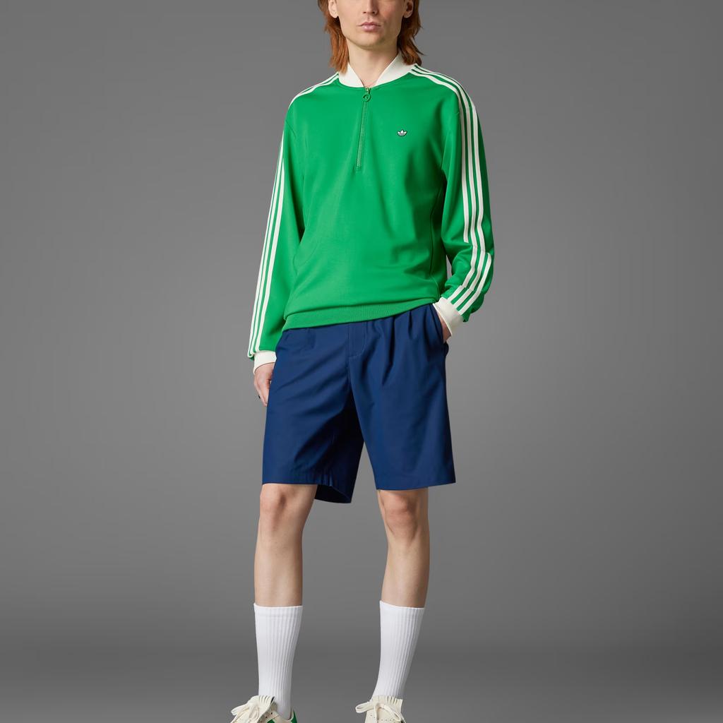 Adidas Originals 3-Stripes 1/4 Zip Sweatshirt Golf Series Fashion Versatile Comfortable Striped Long Sleeve Sweatshirt Men Sweatshirt Green JP2061