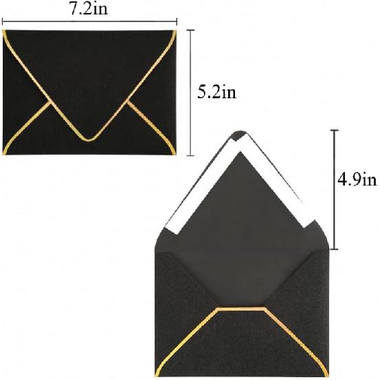 10 Pcs A7 - The Luxury Shiny 5x7 Black Envelopes Is Perfect For Invitation