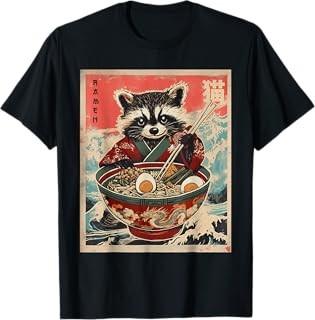 

Raccoon Eating Ramen Japanese Noodles Funny Racoon Anime TShirt Unisex T-Shirt S