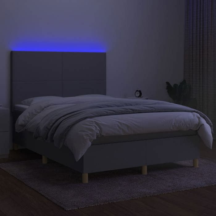 Maison Exclusive - Sommier à lattes de lit et matelas et LED Gris clair 140x200 cm