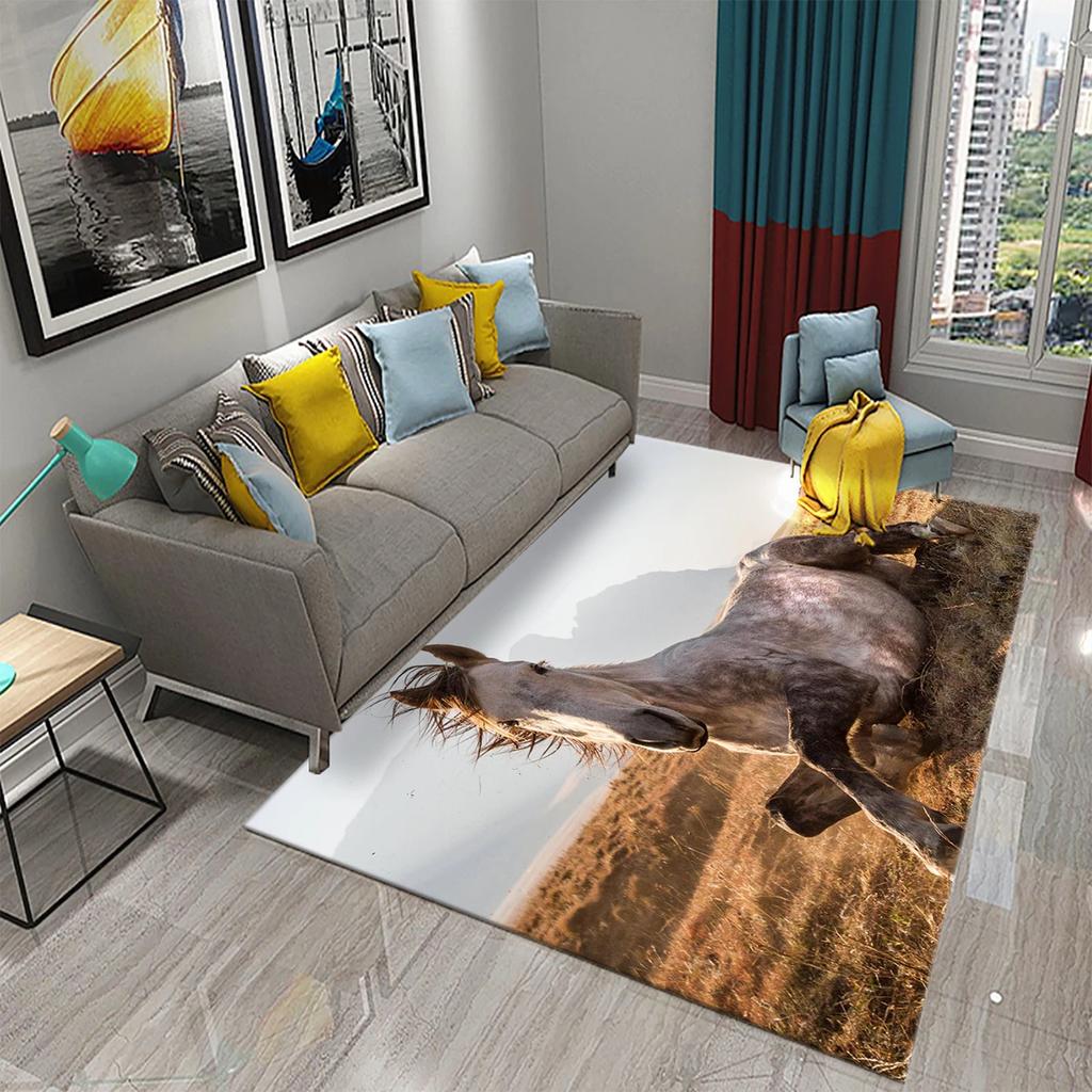 3D Horses Carpet Running Animal Carpet for Bathroom Entrance Door Mat Living Room Kitchen Non-Slip Carpet Bedroom Doormat Rugs