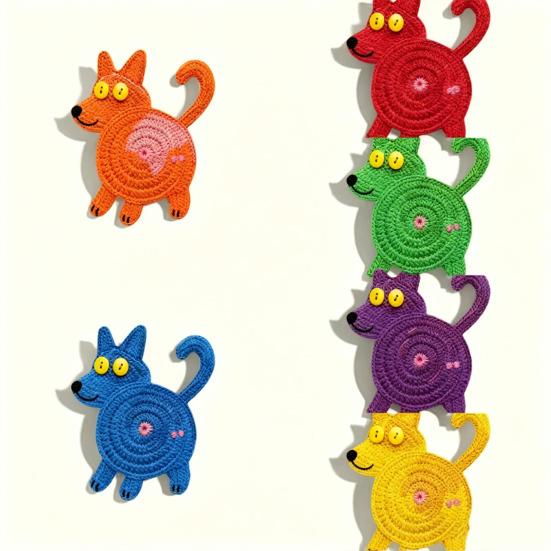 6PCS Wooden Coaster, Cute Puppy Shape, Thermal Insulation Non-Slip Design, Durable Easy To Clean Coasters for Home Office Decor