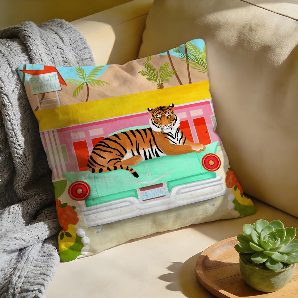 Cushion Cover Washed Linen Soft Breathable Decorative Case for Sofa Home Pillow cover Cheetah Llama Leopard Jungle