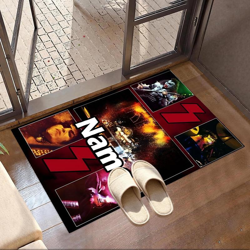 Custom Name Personalized Kiss Rock and Roll Print Carpet, Versatile Home Decor Rug, for Playroom, Apartment, Balcony, Entryway, Hallway Gift