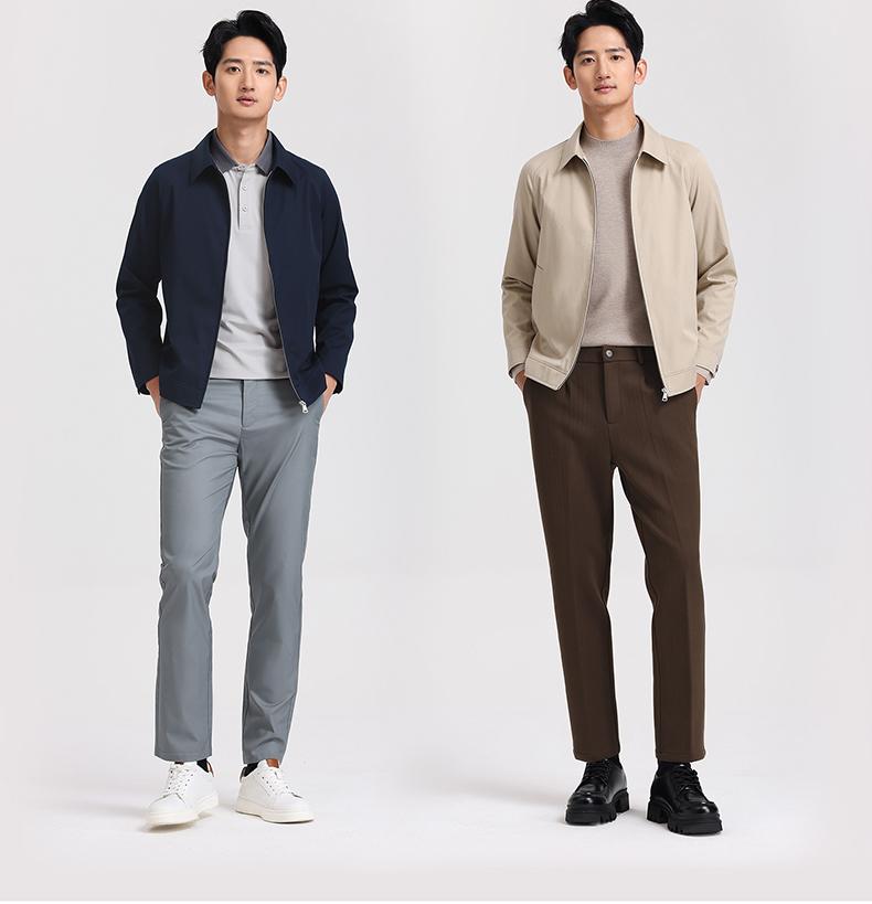 Langdeng Men's Comfortable Pure Cotton Business Executive Collar Straightening Jacket Coat