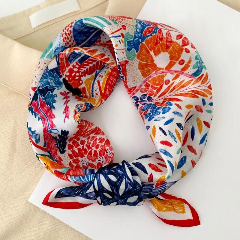 New 100% Natural Real Silk Scarf Fashion Women Summer Beach Small 53*53cm Neck Scarves Shawl Bandana Hijab Pashmina Poncho 2026