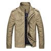 Solid Color Men Coat Stand Collar Top Two Pockets Zipper Closure Casual Jacket for Autumn