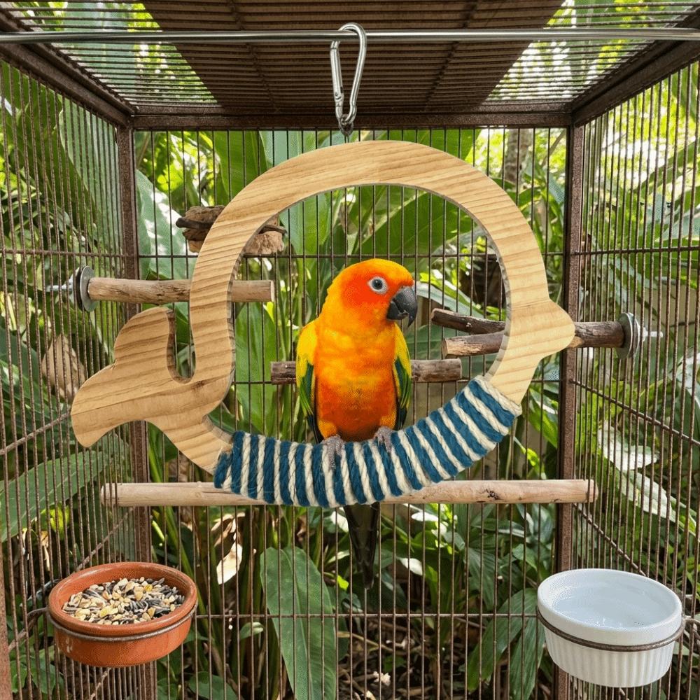 Hanging Bird Training Stand Wooden Interactive Bird Toy Parrot Play Rack  Avian Activities