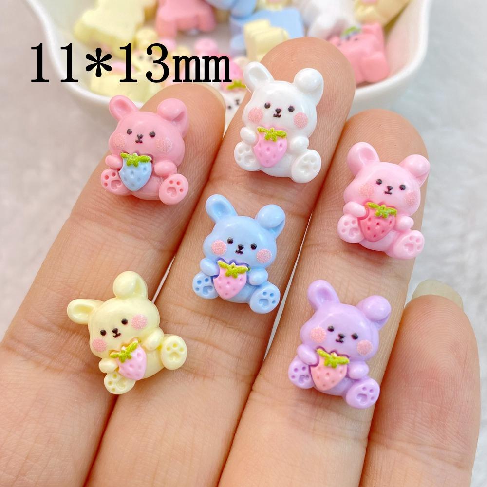 20Pcs New Cute Mini Cartoon Little Rabbit Resin Flatback Ornament Jewelry Making Manicure Hairwear Accessorie
