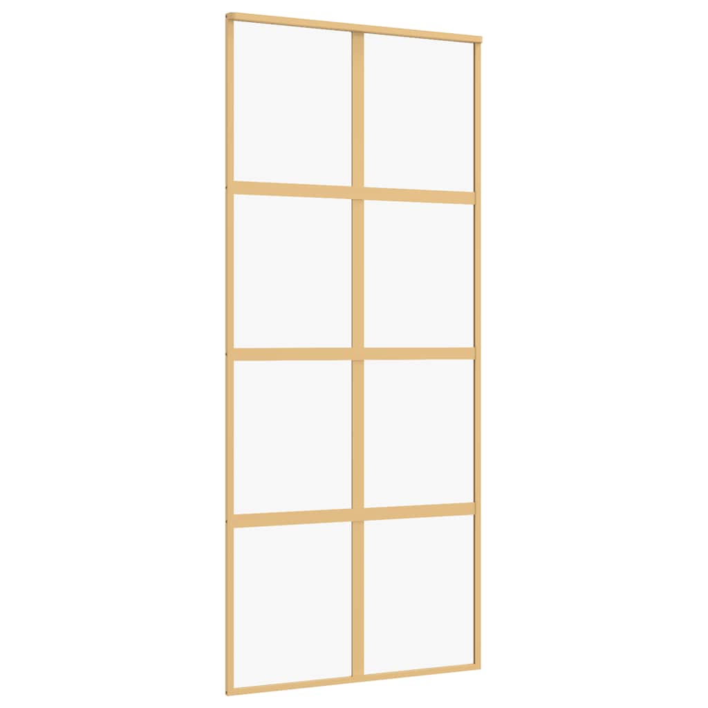 Schiebetür Gold 90x205 cm Gehärtetes Klarglas und Aluminium