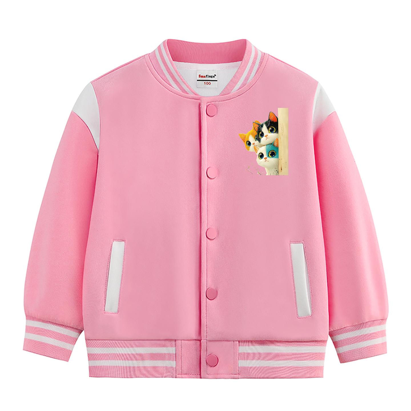 Kids Autumn/Winter Velvet Baseball Jacket: 2026 New Casual Outerwear for Boys & Girls 90cm (Height: 80-90cm)