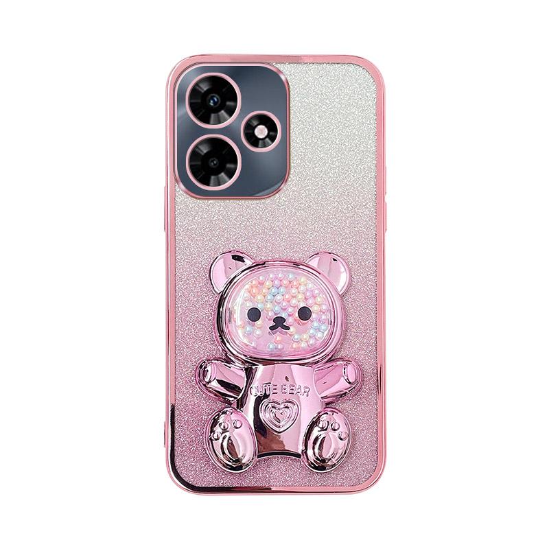 Candy Bear Stand Holder Glitter Phone Case Realme C67 C65 C63 C61 C55 C53 C51 C35 C33 C31 C30 C20 C21Y C25Y C11 C15 C17 4G Cover