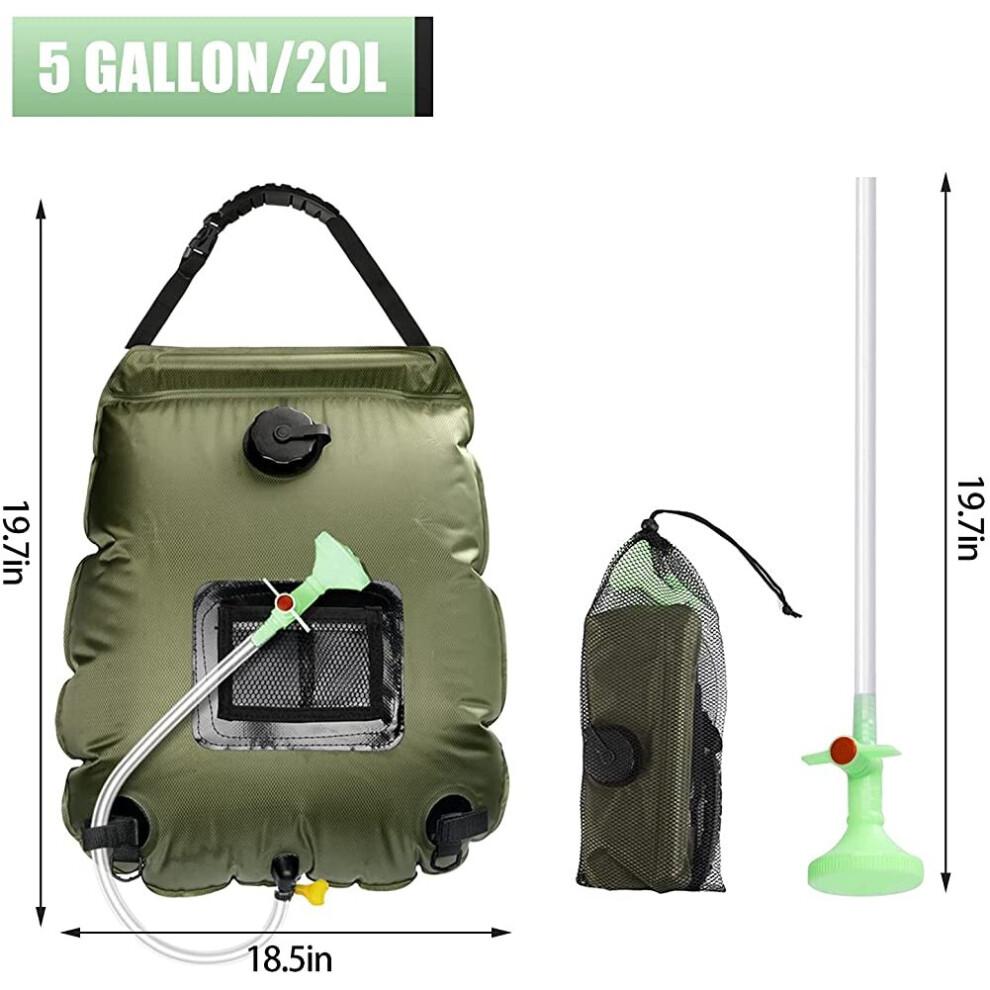 Solar Shower Bag, 20L Solar Shower Portable Camping Solar Shower, 45 ¡ã C Outdoor Shower Bag with Switchable Solar Heated Shower Head