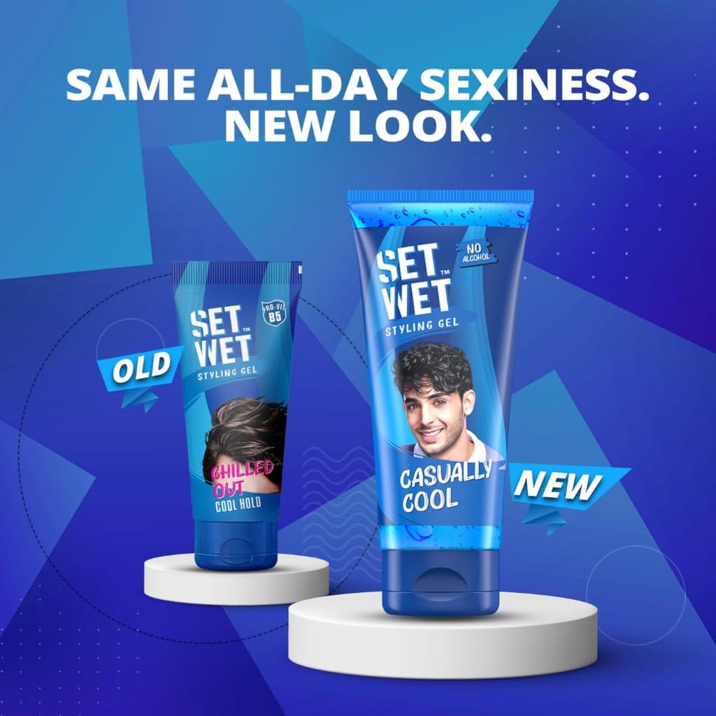 Set Wet Styling Hair Gel for Men Casually Cool Medium Hold High Shine 100gm Pack of 2