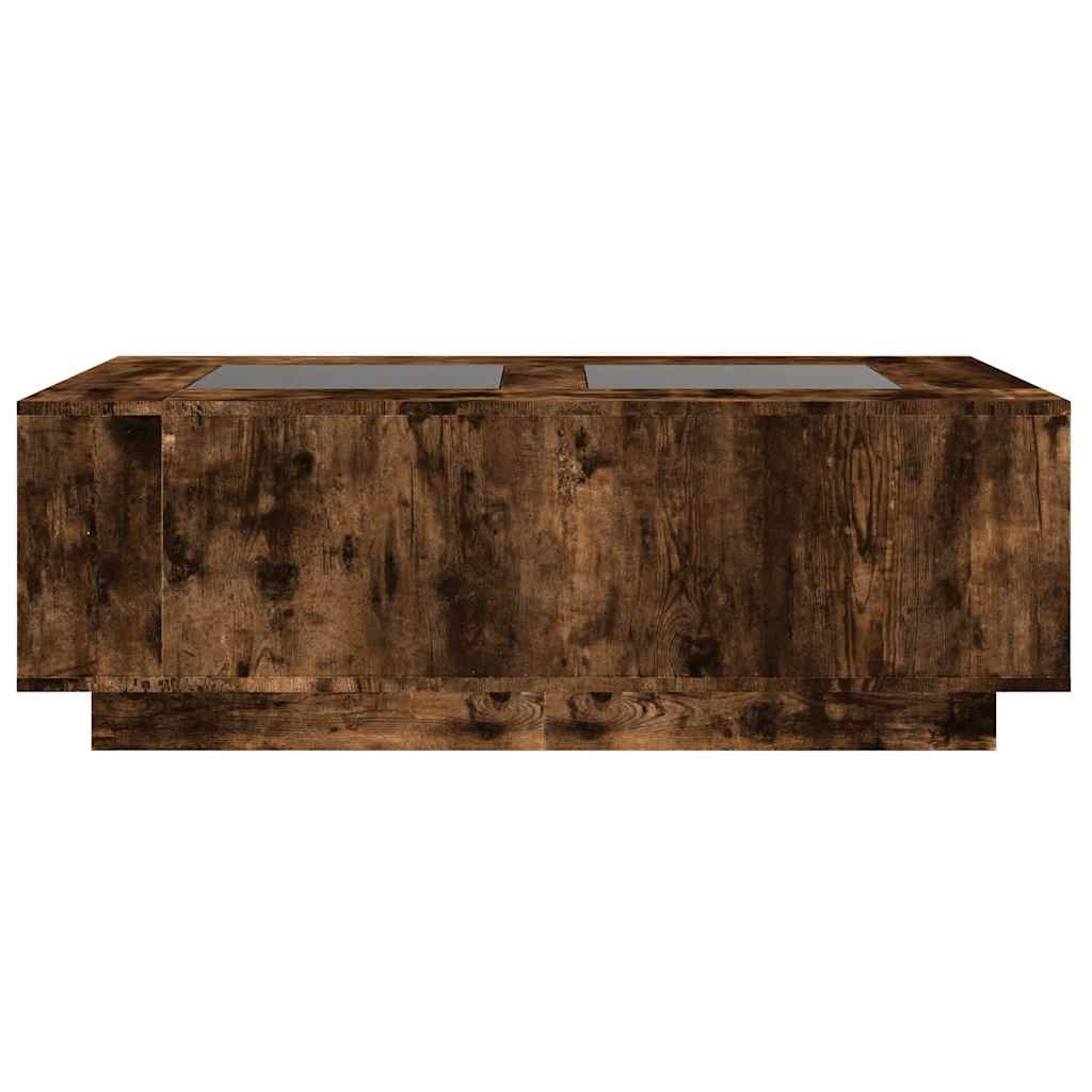 Infinity LED Coffee Table with Smoked Oak Finish 116 x 69 x 40 cm
