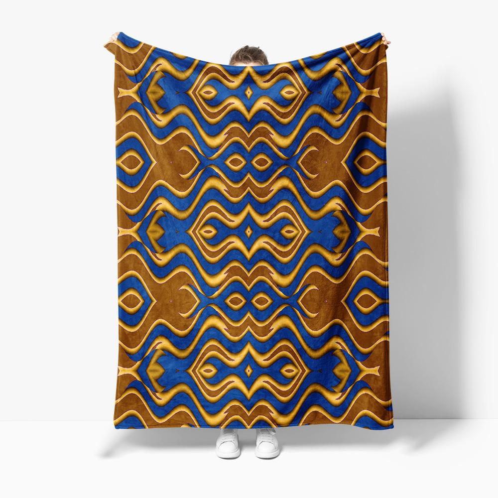 

Vibrant Geometric Velvet Throw Blanket Blue and Gold Abstract Pattern Sofa Bed Decorative Cushion Cover Gift 75x100cm