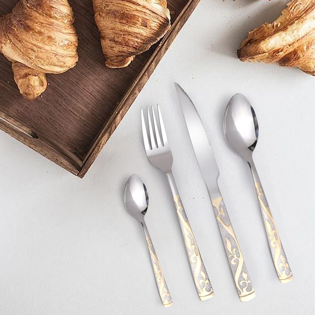 4/24 Pieces High Quality Stainless Steel Cutlery Set Knives Forks Spoons Silvery Flatware Tableware Kitchen Restaurant Utensils