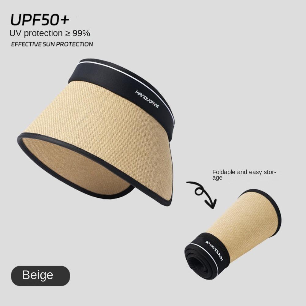 Foldable Woven Empty Top Cap UV Protection Hollow Straw Hat Fashion Wide Brim Bucket Hat  Girls