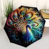 1pc Colorful Peacock Feather Mandala Umbrella with Plastic Handle,Suitable for All Seasons Home Travel Outdoor UmbrellaB1652