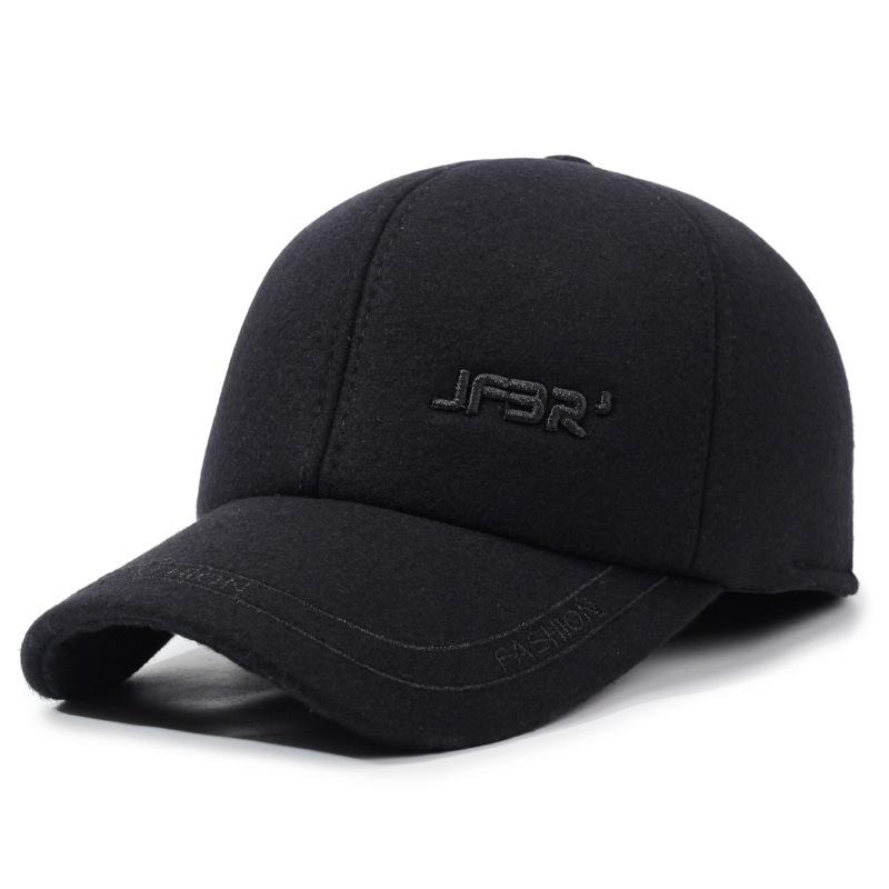 Large Cotton Peaked Cap Thickenedmen Cold-proof Peaked Cap Middle-aged and Elderly Woolen Heattech Back-sealed Ear Protection Cotton Cap