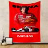 Senna Formula One Driver Helmet Car Racing Red Patterned tapestry for bedroom and living room home decor sofas