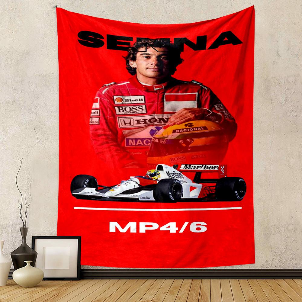 Senna Formula One Driver Helmet Car Racing Red Patterned tapestry for bedroom and living room home decor sofas