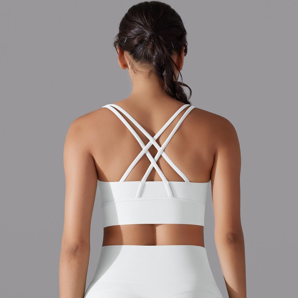 Nessaj Pustende Løpesportsvest Kvinner Push Up Yoga BH Back Cross Gym Fitness Undertøy