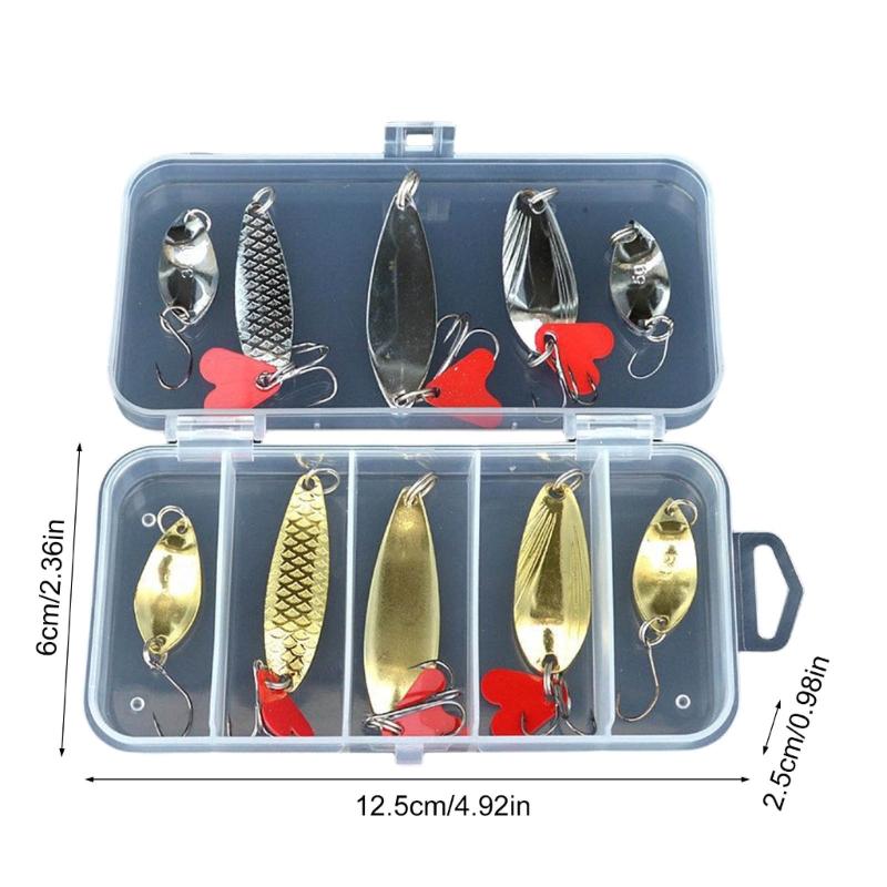 10pcs Fishing Spoons Metal Lures with Hook Tackle Box Hard Fishing Lures Fishing Baits for Trout Spinner Baits