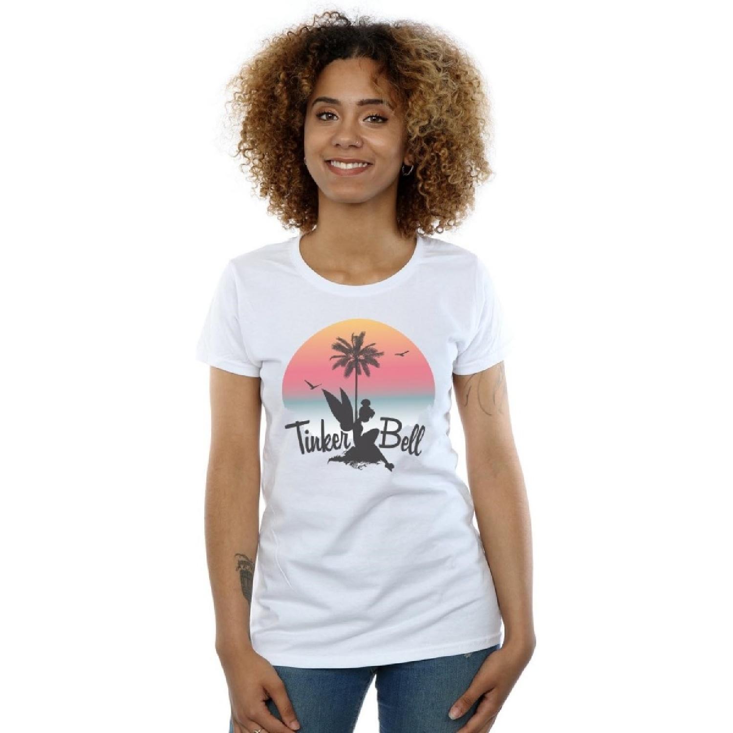 Disney Women s Tinker Bell Sunset T-Shirt White Small S