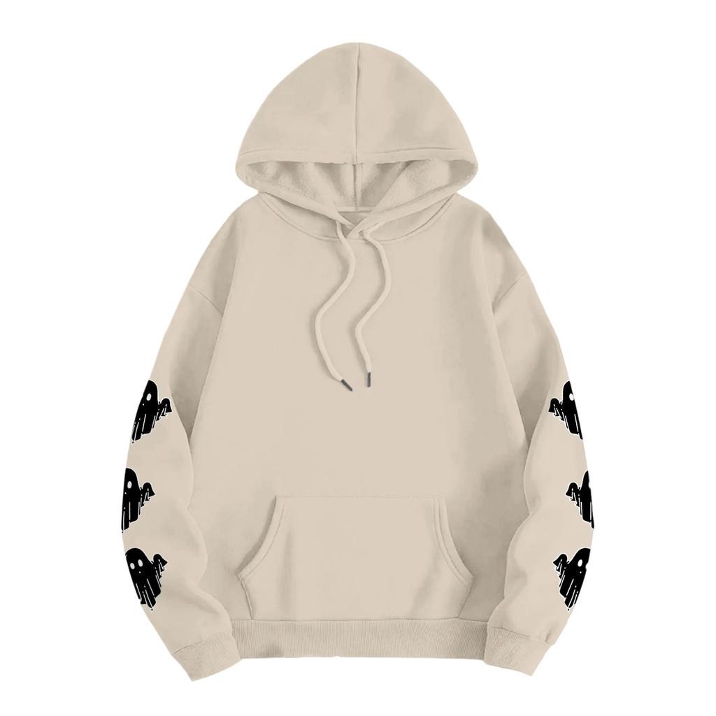 Sweat-shirt à capuche et manches longues pour femme, imprimé dégradé, ample