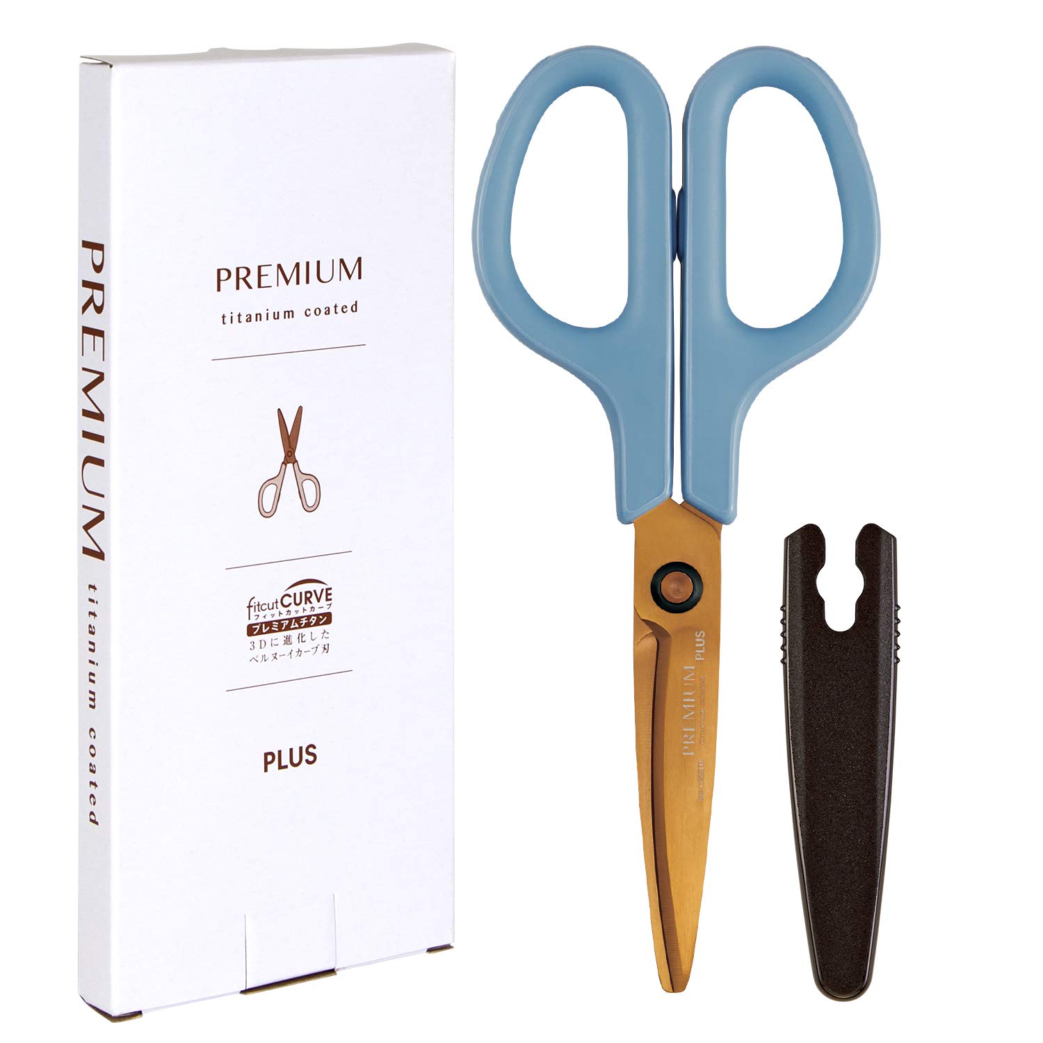 

Plus Curve Premium Titanium Scissors Stain Rust Resistant Non-Sticky Continuous Sharpness Blue 35-722