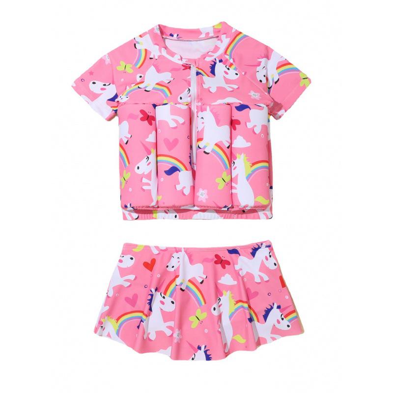 Children's Buoyancy Swim Vest with Zipper - Toddler to Medium Child, Short Sleeve, Skirt Style